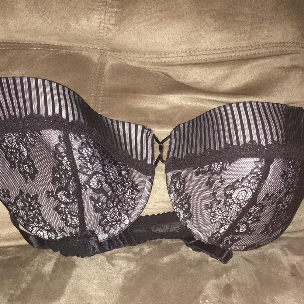 Black and nude bra with floral design